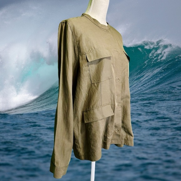 NWT Kobi Halperin ‘Starla’ Snap Up Jacket in Olive Green Linen-Blend Size XL - Picture 12 of 13